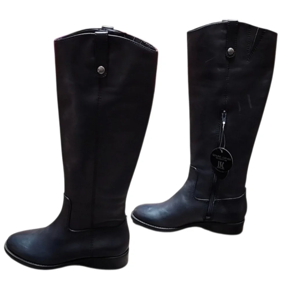 INC Knee High New Navy Leather Riding Boots New In Box